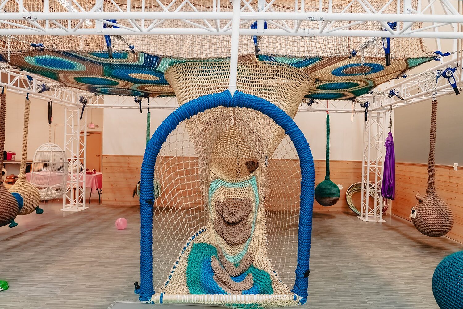 Sensory swings and climbing area at Prana Play