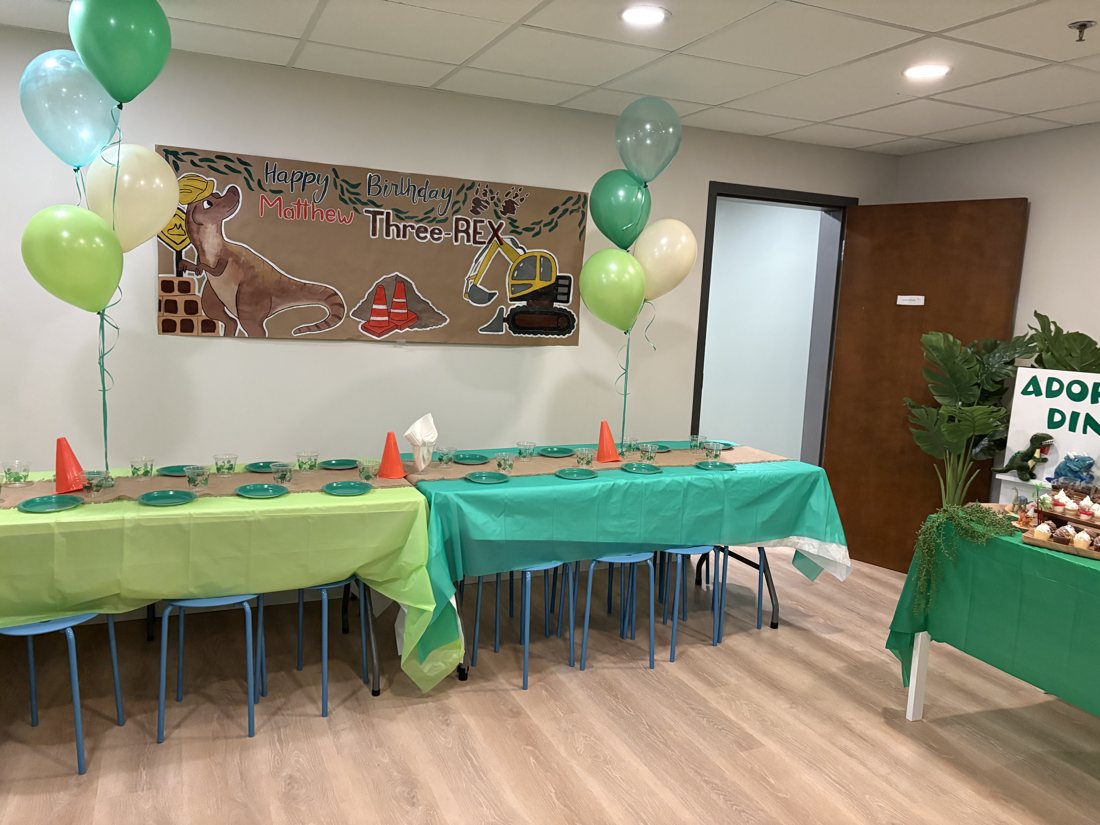 A decorated birthday party at Prana Play